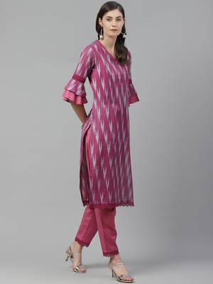 Pink printed cotton poly cotton-kurtis 3