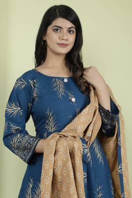 Women's Rayon Ethnic Floral Printed Anarkali Kurti With Palazzo & Dupatta Set 3