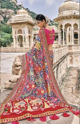 multicolor embroidered silk saree with blouse 2