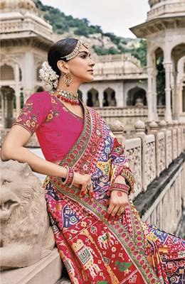 multicolor embroidered silk saree with blouse 3