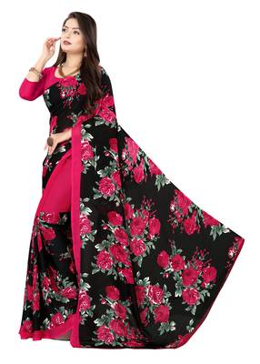 Multicolor printed faux georgette saree with blouse 2