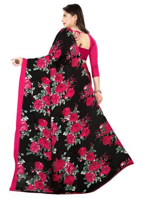 Multicolor printed faux georgette saree with blouse 3