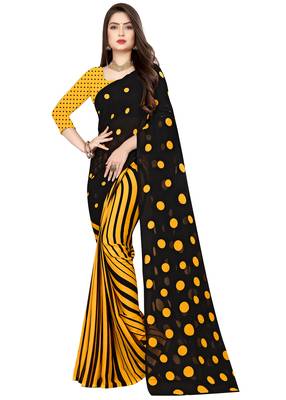 Multicolor printed faux georgette saree with blouse 1