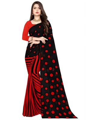 Multicolor printed faux georgette saree with blouse 1