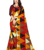Multicolor printed faux georgette saree with blouse