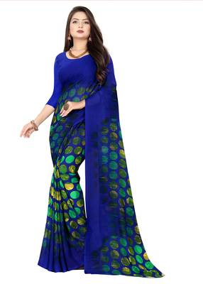 Multicolor printed faux georgette saree with blouse 1