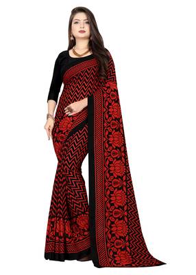 Multicolor printed faux georgette saree with blouse 1