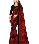 Multicolor printed faux georgette saree with blouse