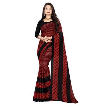 Multicolor printed faux georgette saree with blouse 1