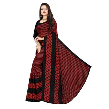Multicolor printed faux georgette saree with blouse 2