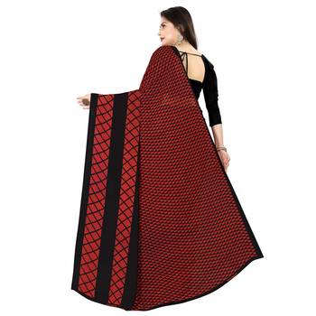 Multicolor printed faux georgette saree with blouse 3