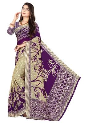 Multicolor printed faux georgette saree with blouse 3