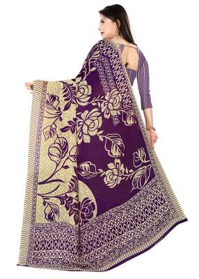 Multicolor printed faux georgette saree with blouse 4