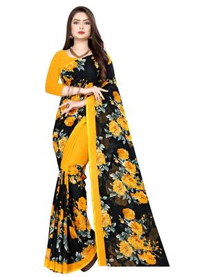 Multicolor printed faux georgette saree with blouse 1