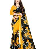 Multicolor printed faux georgette saree with blouse