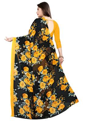 Multicolor printed faux georgette saree with blouse 4