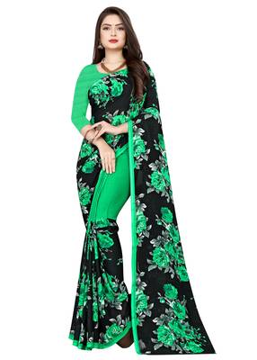Multicolor printed faux georgette saree with blouse 1