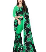 Multicolor printed faux georgette saree with blouse