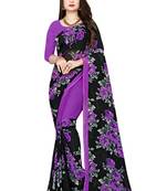 Multicolor printed faux georgette saree with blouse