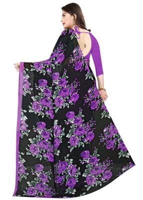 Multicolor printed faux georgette saree with blouse 4