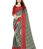 Cream printed faux georgette saree with blouse