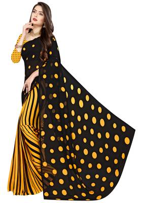 Multicolor printed faux georgette saree with blouse 3