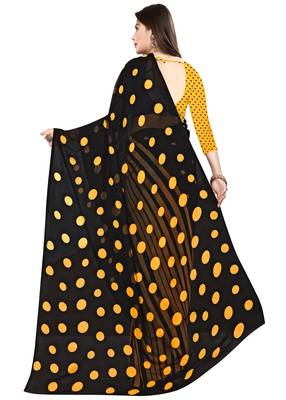 Multicolor printed faux georgette saree with blouse 4