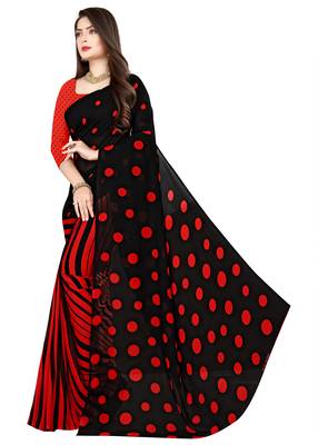 Multicolor printed faux georgette saree with blouse 3