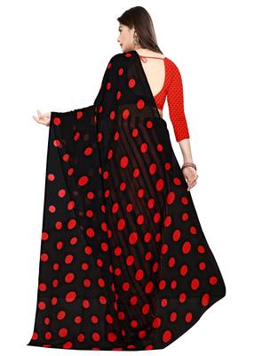 Multicolor printed faux georgette saree with blouse 4