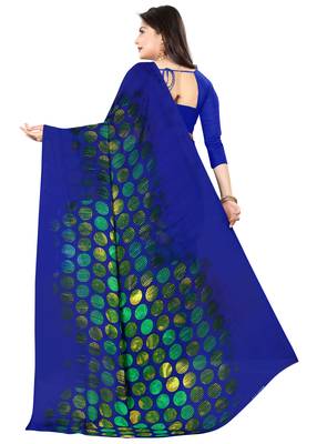 Multicolor printed faux georgette saree with blouse 4
