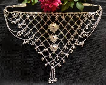 Designer Saree Challa Kamarband Silver Plated Diamond waist belt 1