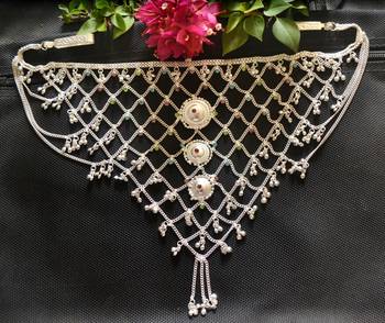 Designer Saree Challa Kamarband Silver Plated Diamond waist belt 2