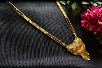 Designer hand crafted temple mangalsutra gold plated long mangalsutra necklace 1