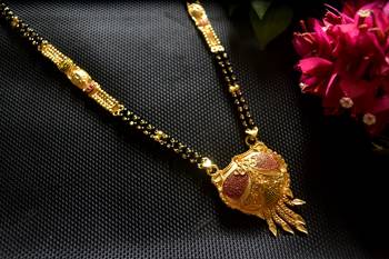 Designer Hand Crafted Temple Mangalsutra Gold Plated Long mangalsutra Necklace 1