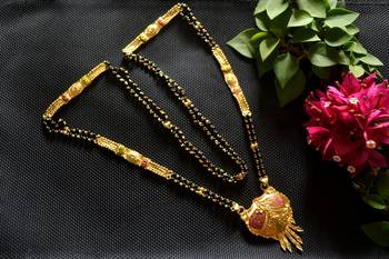 Designer Hand Crafted Temple Mangalsutra Gold Plated Long mangalsutra Necklace 2