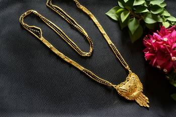 Designer Hand Crafted Temple Mangalsutra Gold Plated Long mangalsutra Necklace 1