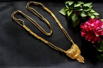 Designer Hand Crafted Temple Mangalsutra Gold Plated Long mangalsutra Necklace 2