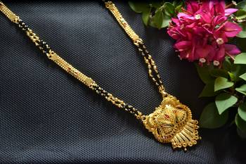 Designer Hand Crafted Temple Mangalsutra Gold Plated Long mangalsutra Necklace 1