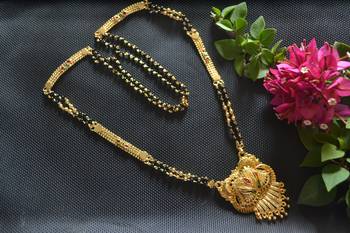 Designer Hand Crafted Temple Mangalsutra Gold Plated Long mangalsutra Necklace 2