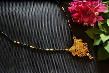 Designer hand crafted temple mangalsutra gold plated mangalsutra necklace 1