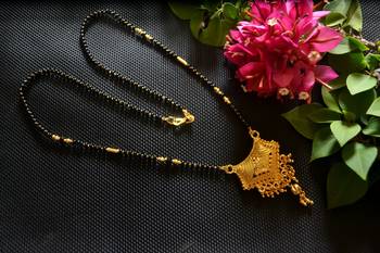 Designer hand crafted temple mangalsutra gold plated mangalsutra necklace 1