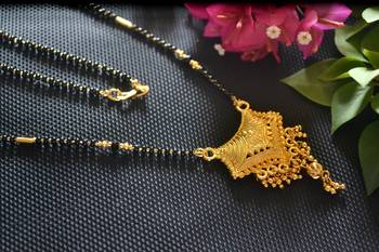 Designer hand crafted temple mangalsutra gold plated mangalsutra necklace 2