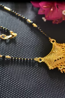 Designer hand crafted temple mangalsutra gold plated mangalsutra necklace