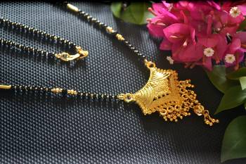 Designer hand crafted temple mangalsutra gold plated mangalsutra necklace 3