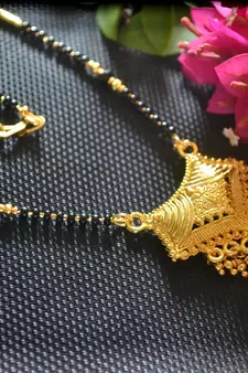 Designer hand crafted temple mangalsutra gold plated mangalsutra necklace