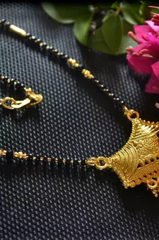 Designer hand crafted temple mangalsutra gold plated mangalsutra necklace
