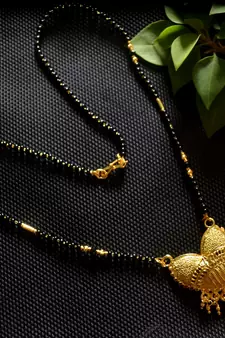 Designer hand crafted temple mangalsutra gold plated mangalsutra necklace