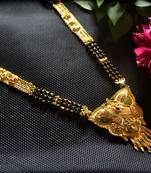 Designer hand crafted temple mangalsutra gold plated long mangalsutra necklace