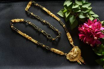 Designer Hand Crafted Temple Mangalsutra Gold Plated Long mangalsutra Necklace 1