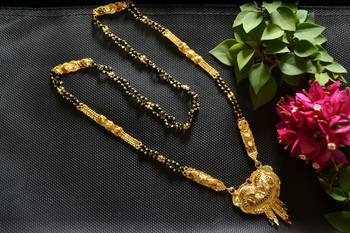 Designer Hand Crafted Temple Mangalsutra Gold Plated Long mangalsutra Necklace 2
